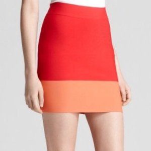 *NWT* BCBGMaxAzria Joelle Holiday NYE Chic Color Block Mini Skirt Redberry Combo